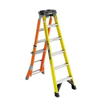 Werner LEANSAFE X5 Fiberglass 14-ft Reach Type 1AA- 375 lbs. Capacity Multi-Position Ladder